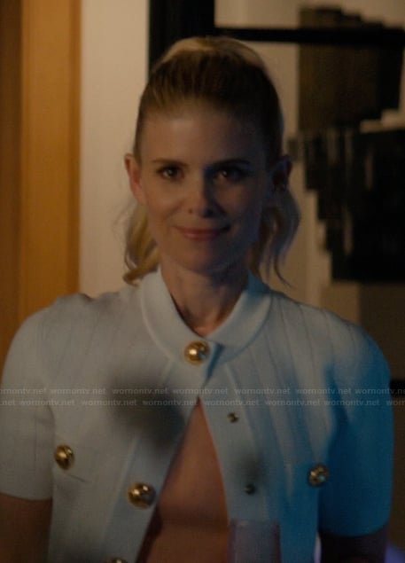 Nancy's gold button short sleeve cardigan on Imperfect Women