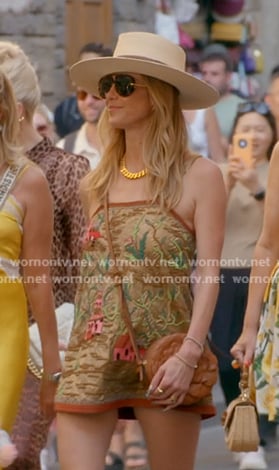 Natalie's brown beaded mini dress on The Real Housewives of Beverly Hills