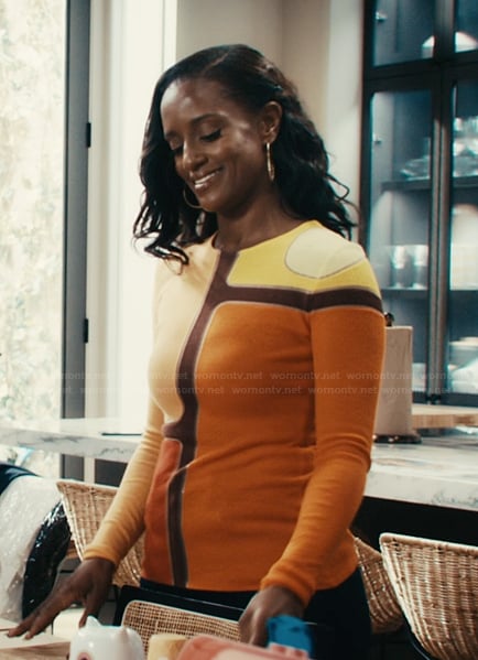Olympia's colorblock sweater on Matlock