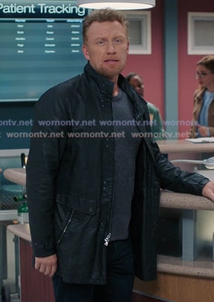 Owen’s black leather jacket on Greys Anatomy