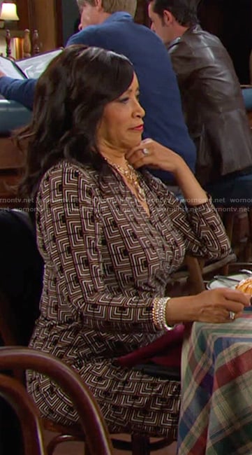 Paulina's geometric print v-neck dress on Days of our Lives