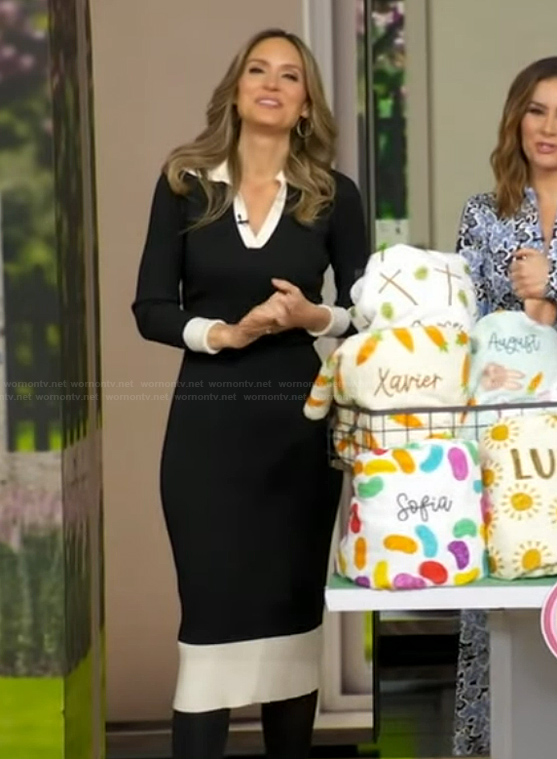 Rhiannon's black contrast trim dress on Good Morning America