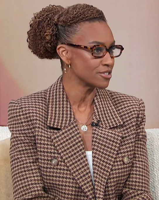 Ryan Michelle's houndstooth blazer on Access Hollywood