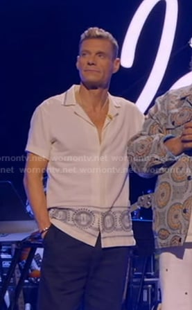 Ryan's white embroidered linen shirt on American Idol