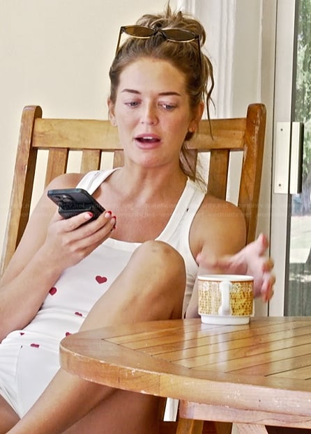 Salley's white heart print tank on Southern Charm