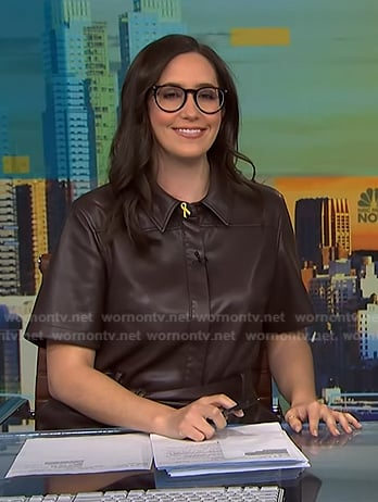Savannah's dark brown short sleeve leather dress on NBC News Daily