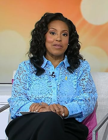 Sheinelle's blue lace blouse on Today
