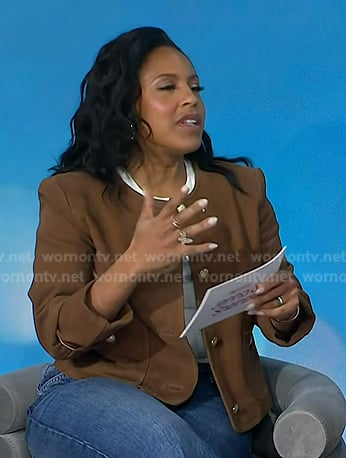 Sheinelle's brown suede jacket on Today