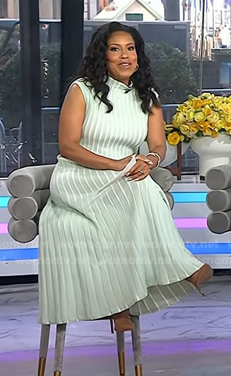 Sheinelle's mint green ribbed dress on Today