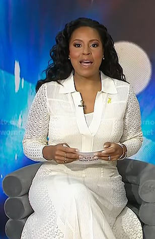 Sheinelle's white pointelle midi dress on Today