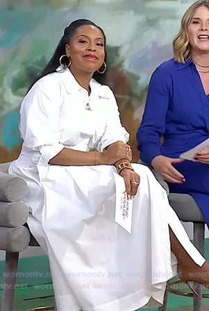 Sheinelle's white poplin midi dress on Today
