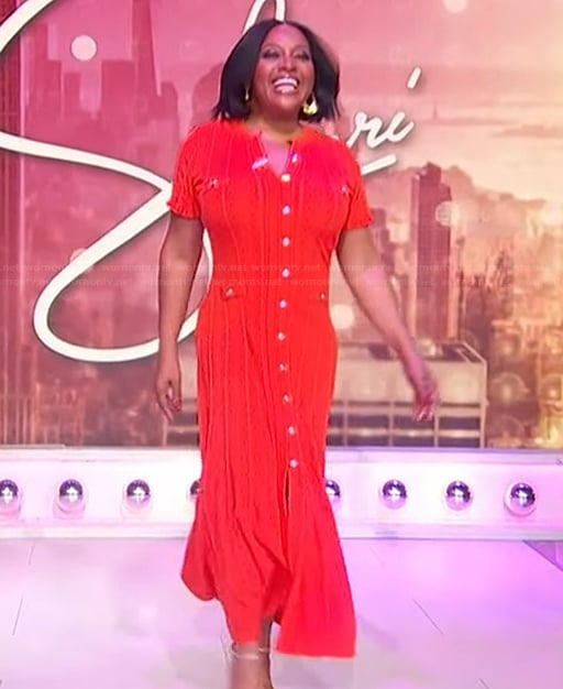 Sherri's orange button down dress on Sherri