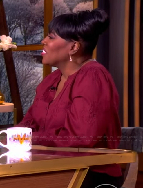 Sheryl's red embroidered top on The View