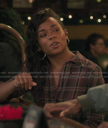Simone's purple plaid button down shirt on Greys Anatomy