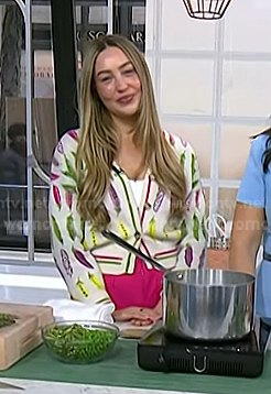 Skiler Bouchard's white print cardigan on Today