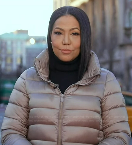 Stephanie's metallic padded jacket on Good Morning America