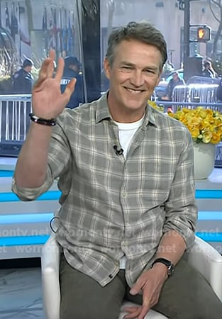 Stephen Moyer's grey plaid button down shirt on Today