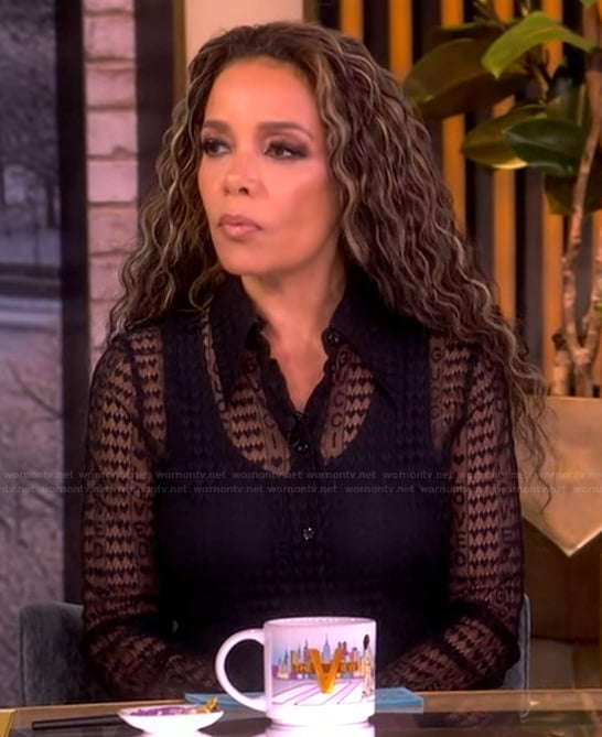 Sunny's black sheer heart blouse on The View