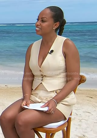 Talia Parkinson-Jones's beige vest and shorts on Today