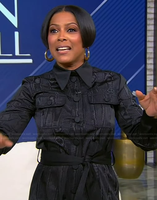 Tamron's black jumpsuit on Tamron Hall Show