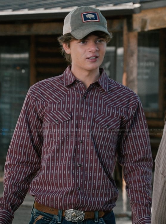 Tate's maroon printed western shirt on Marshals
