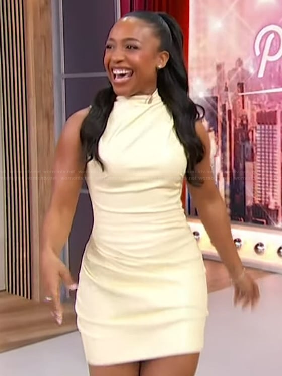 Taylor Polidore Williams's sleeveless leather mini dress on Sherri