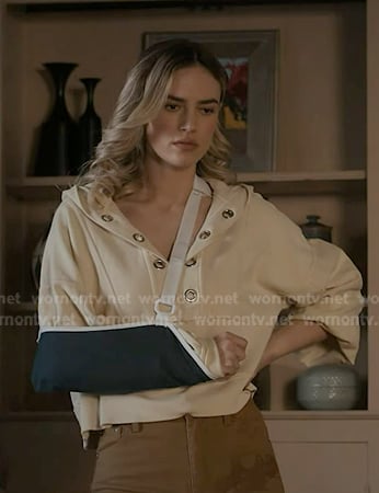 Tia's white grommet sweatshirt on 9-1-1