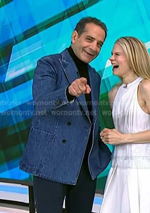 Tony Shalhoub's double breasted denim blazer on Today