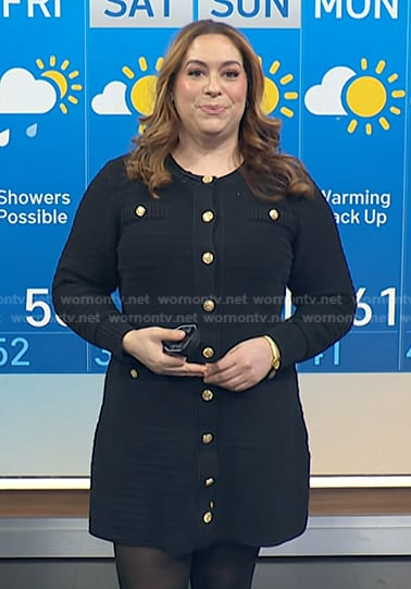 Violeta's black button front knit dress on NBC News Daily