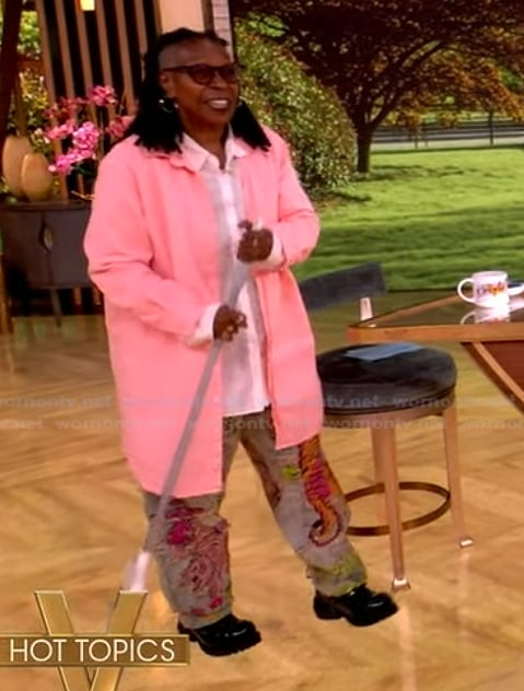Whoopi's printed distressed jeans on The View