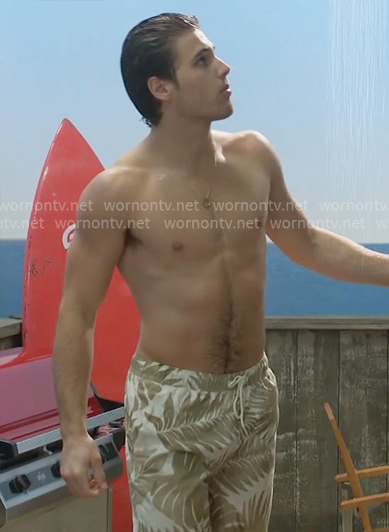 Will's leaf print swim shorts on The Bold and the Beautiful