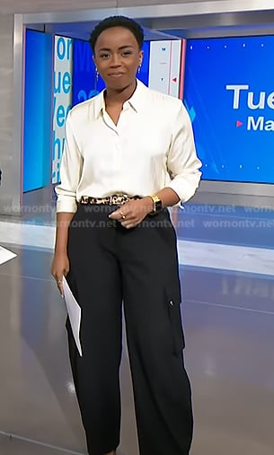 Zinhle's black cargo pants on NBC News Daily