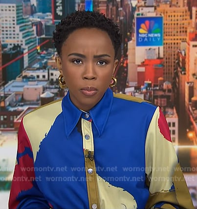 Zinhle's multicolor printed shirtdress on NBC News Daily