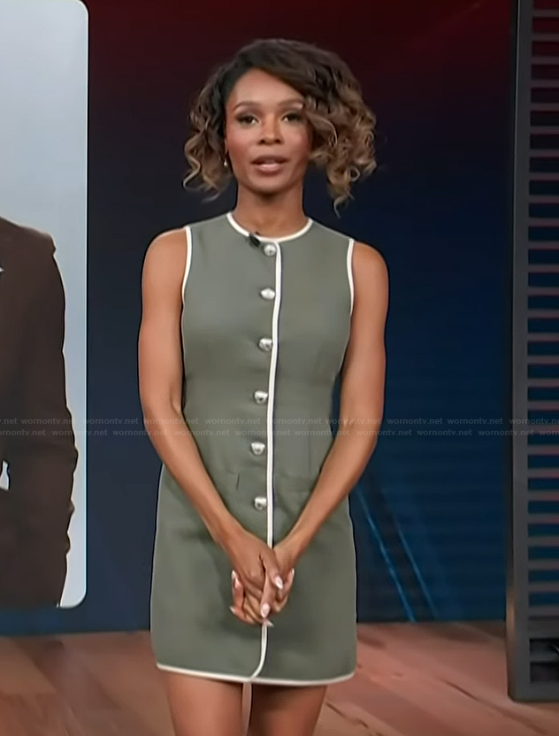 Zuri's green button down mini dress on Access Hollywood
