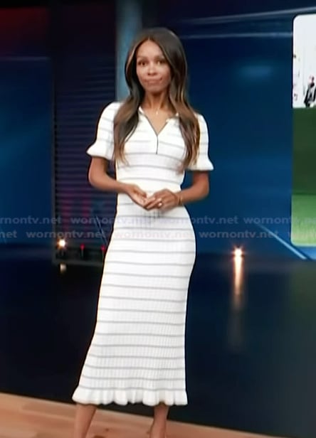 Zuri's white striped knit polo dress on Access Hollywood