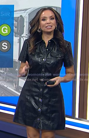 Adelle's black leather button down dress on Today