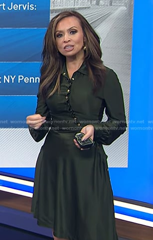 Adelle's green asymmetric button shirtdress on Today