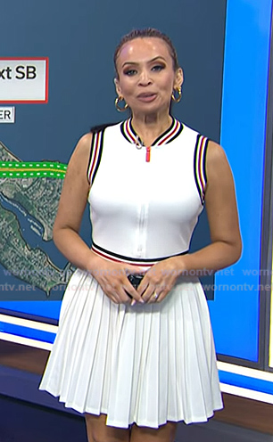 Adelle's white stripe trim pleated tennis dress on Today