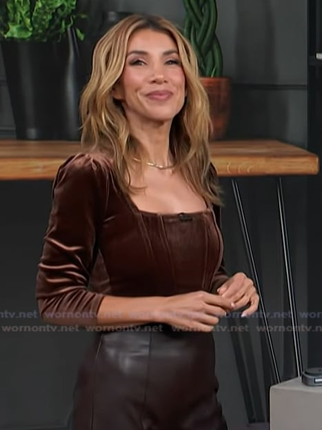 Adrianna's brown velvet corset top on Access Hollywood