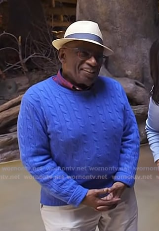 Al Roker's blue cable knit sweater on Today