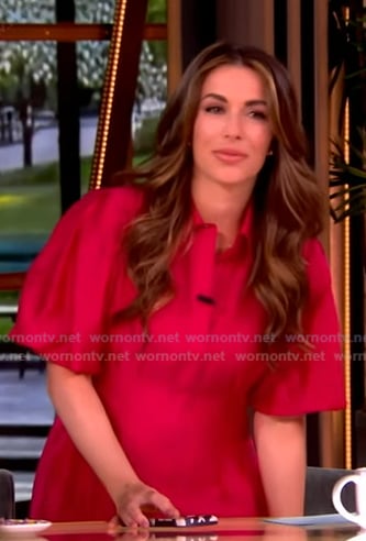 Alyssa's pink puff sleeve shirtdress on The View