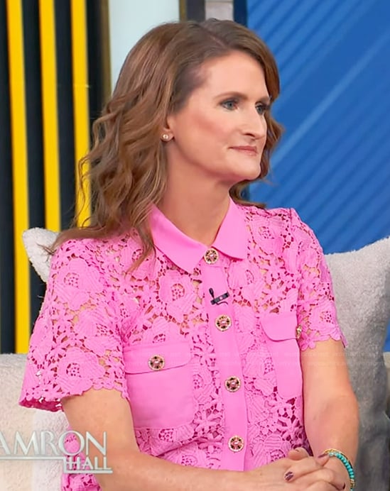 Amy Nofziger's pink lace top on Tamron Hall Show