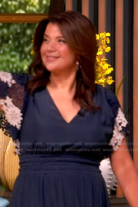 Ana's blue floral embroidered dress on The View