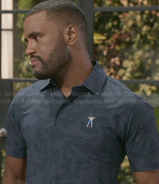 Andre's golf polo shirt on Beyond the Gates