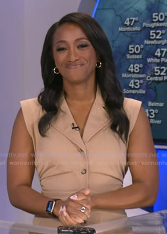 Brittany's beige sleeveless shirtdress on Good Morning America