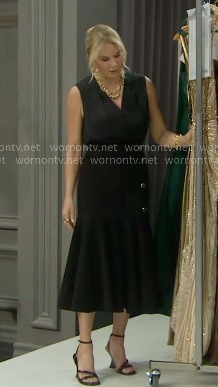 Brooke's black sleeveless top and midi skirt on The Bold and the Beautiful
