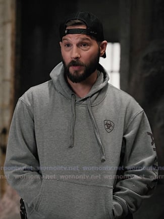 Cal's grey print hoodie on Marshals
