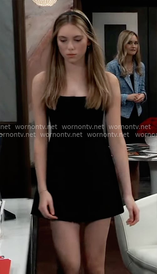 Charlotte's black button-front mini dress on General Hospital