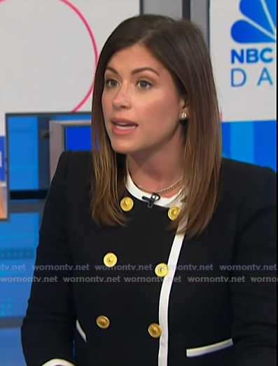 Chloe's black double breasted contrast jacket on NBC News Daily