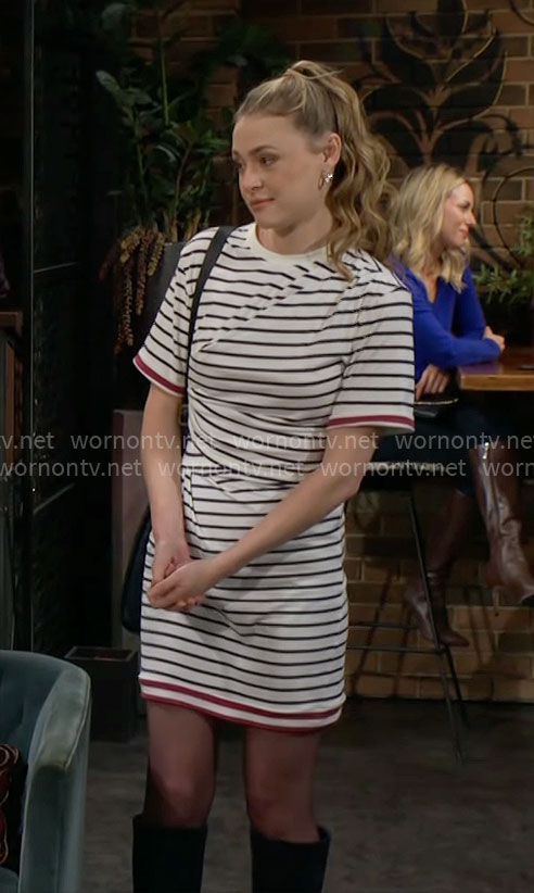 Claire's striped t-shirt dress on The Young and the Restless